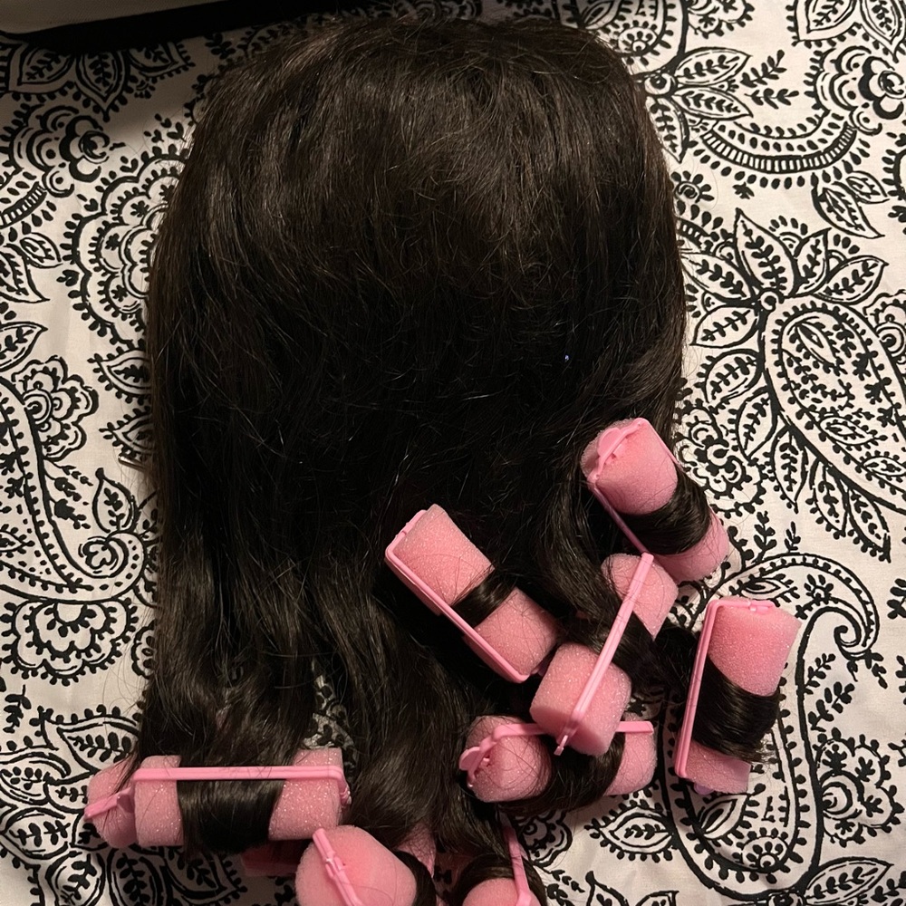 Beehive cheer hair piece, dark brown. medium bump.